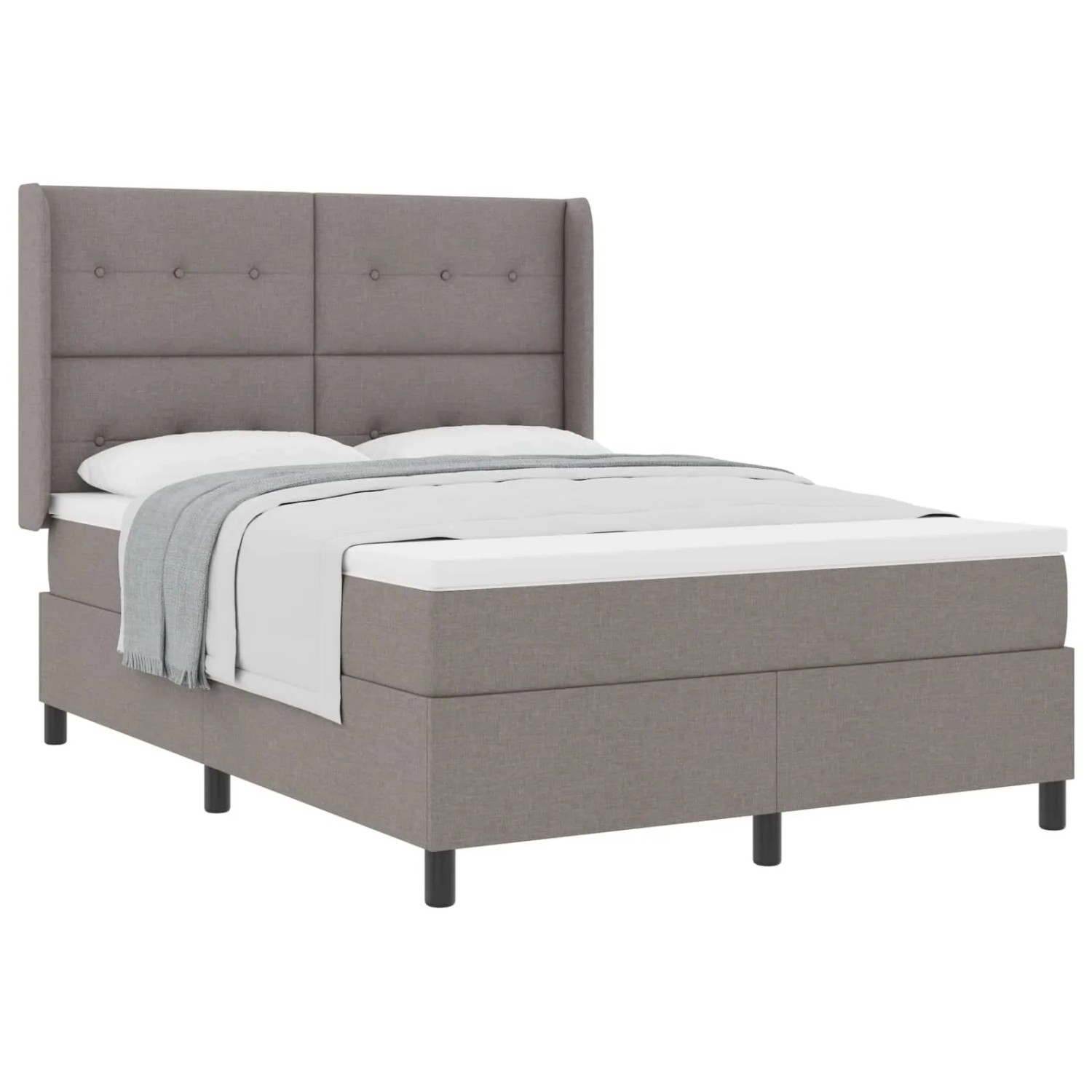vidaXL Boxspringbett mit Matratze Taupe 200 x 140 cm Stoff 3341648