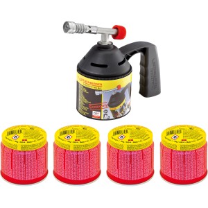 Rothenberger RoFlame Economy Set mit Lötlampe und 4 Gaskartuschen für Sanitär, Heizung und Klima.