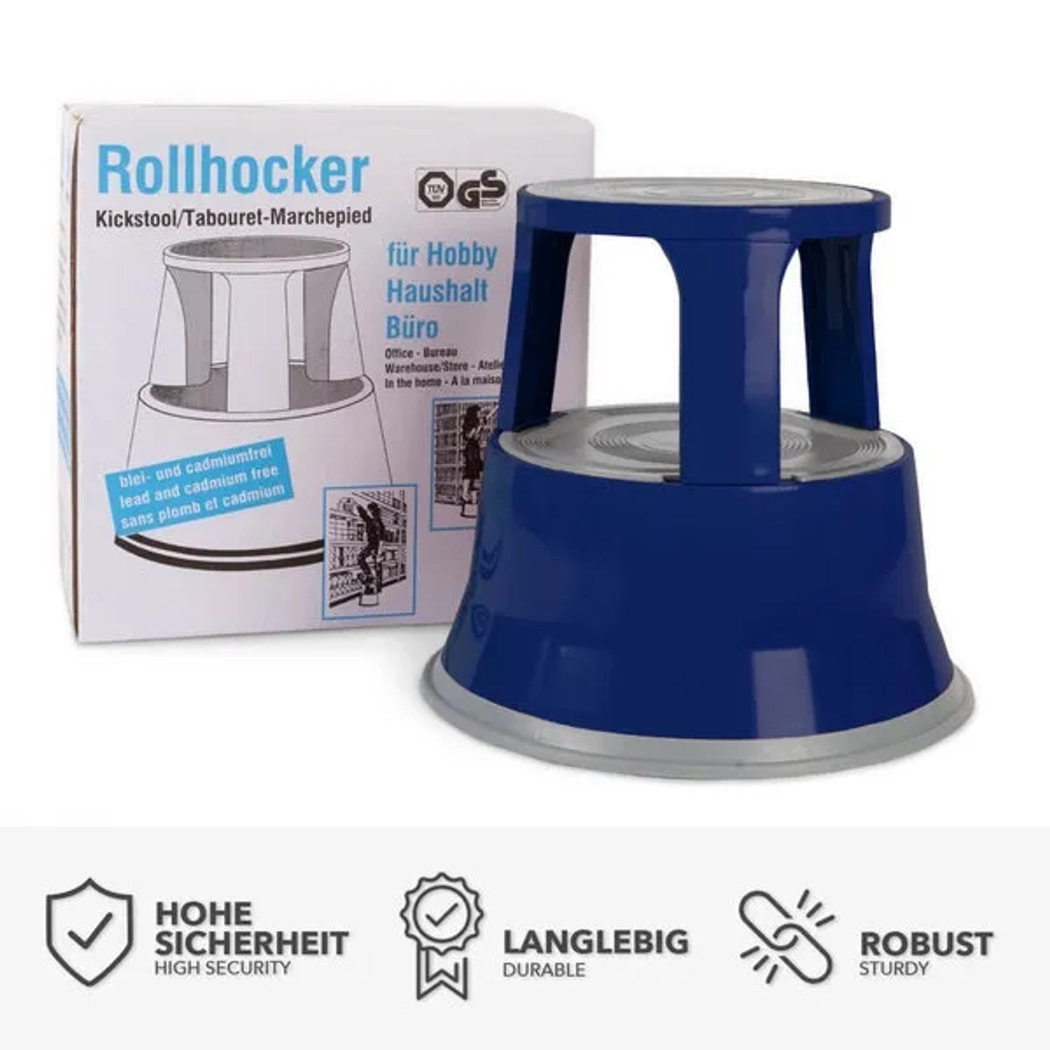 KARAT Elefantenfu Rollhocker Stahl 150 kg TV-geprft Blau fr Bro kaufen  bei OBI