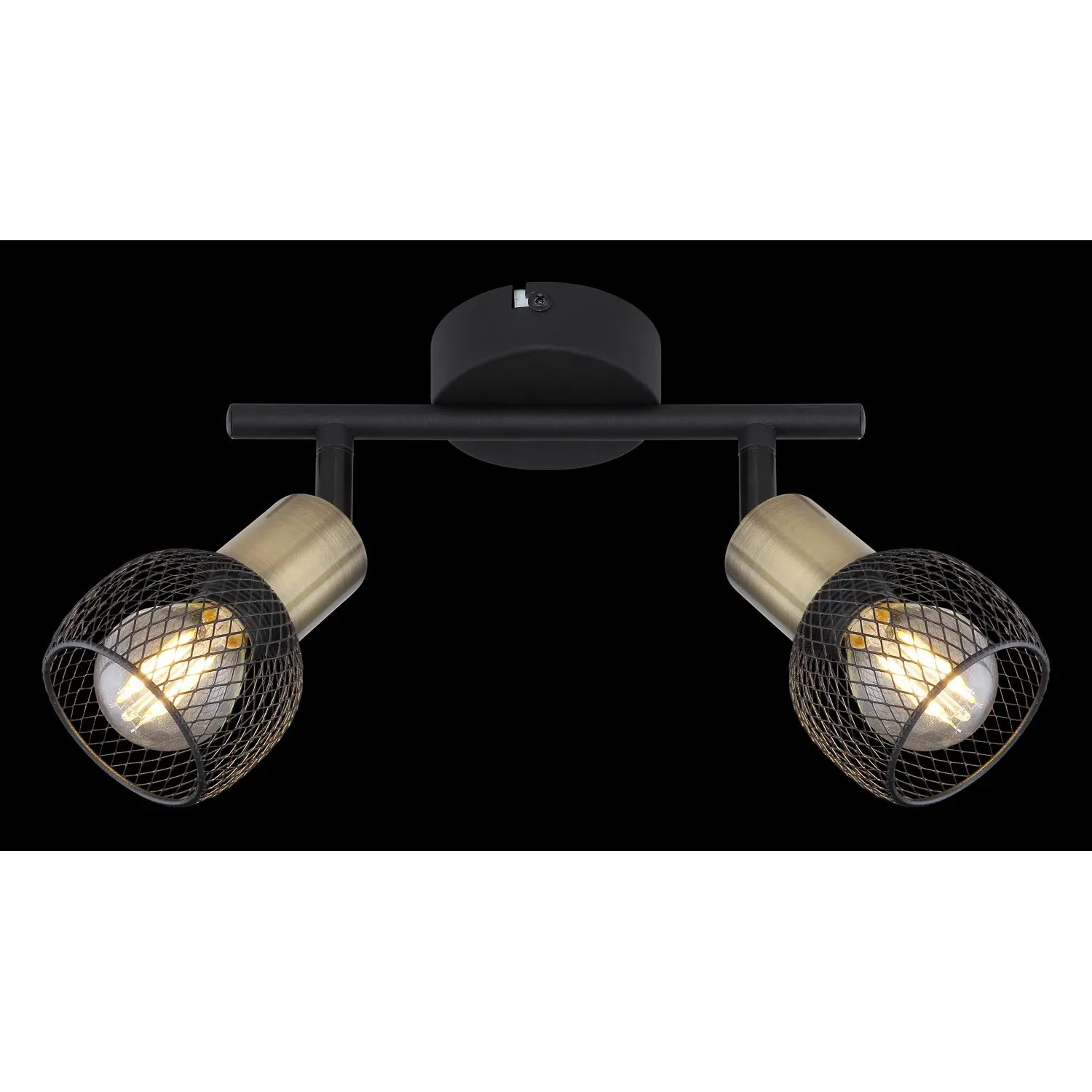 Schwarzer Globo Deckenstrahler Fiastra, 2-flammig, mit Metallgitterschirmen. Moderner LED-Spot für Innenräume.