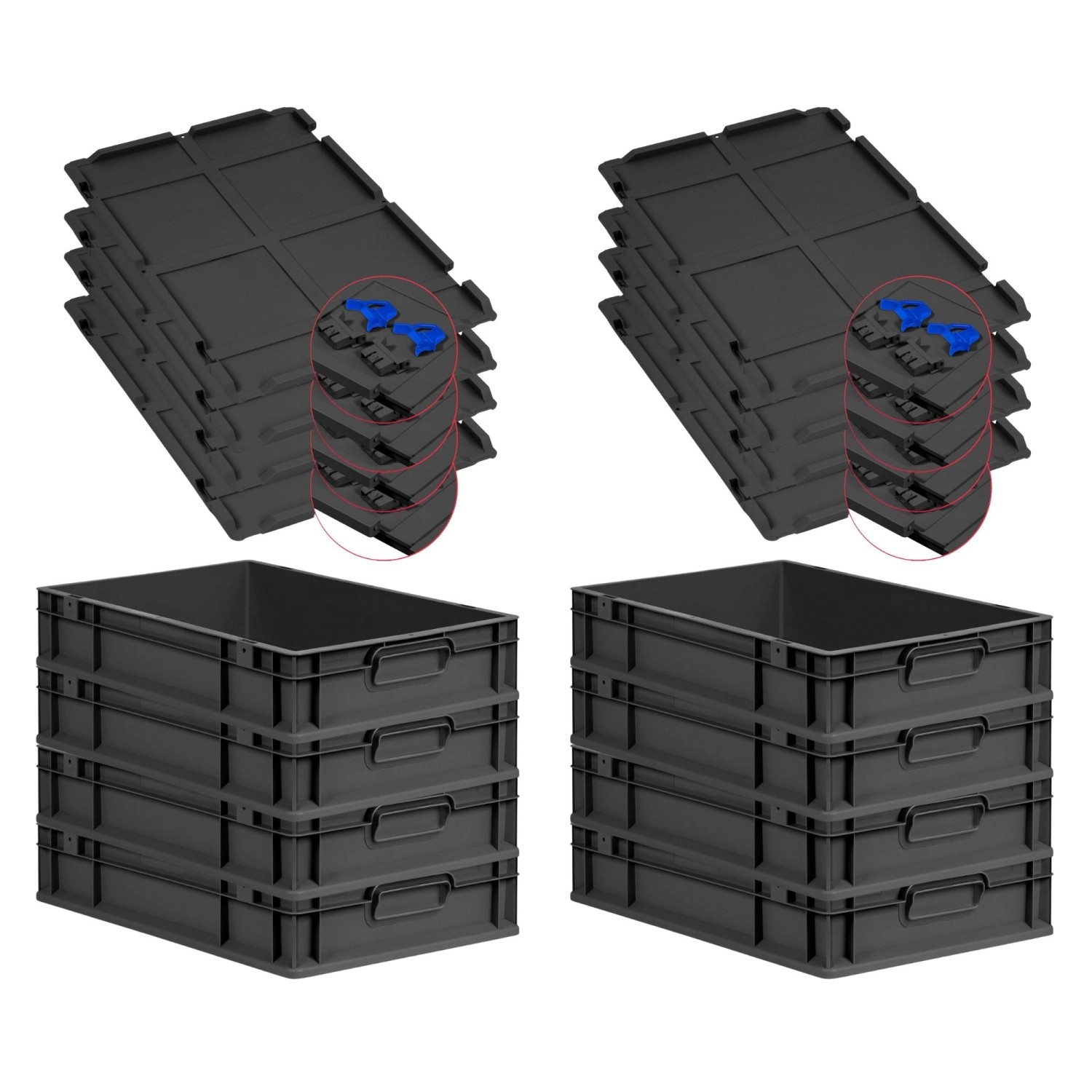 PROREGAL SuperSparSet 8x Eurobox Nextgen Grip Mit Scharnierdeckel Und Blaue günstig online kaufen