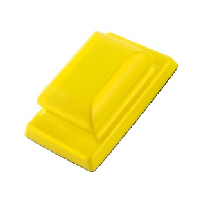 Gelber STAHLWERK Handschleifblock mit Klett-Aufsatz für Schleifmittel, 70x115mm.