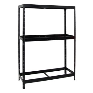 Schwarzes PROREGAL Reifenregal Tiger mit Fachboden für bis zu 12 Reifen auf 2 Ebenen.