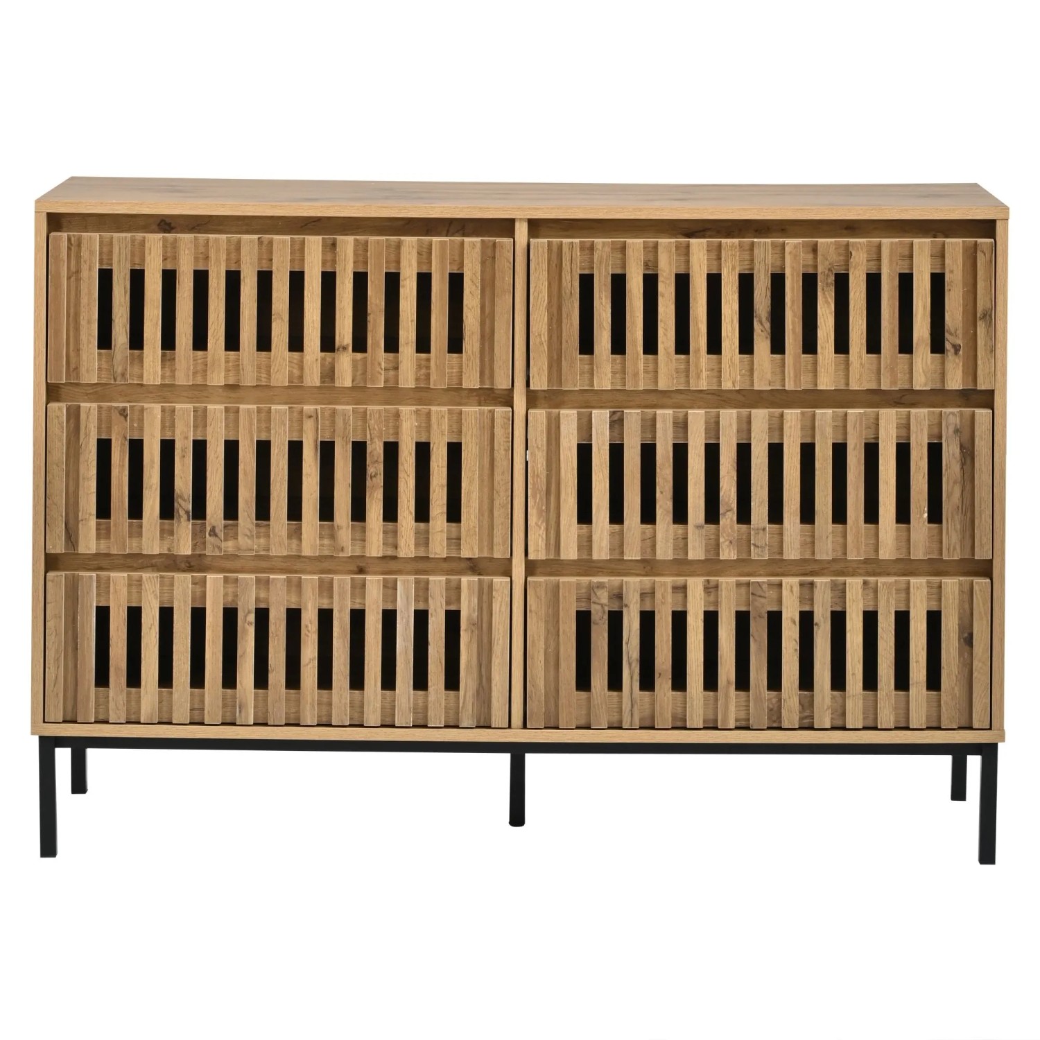 Merax Sideboard 6 Schubladen Stauraumschrank Holzoptik 120x40x81 cm