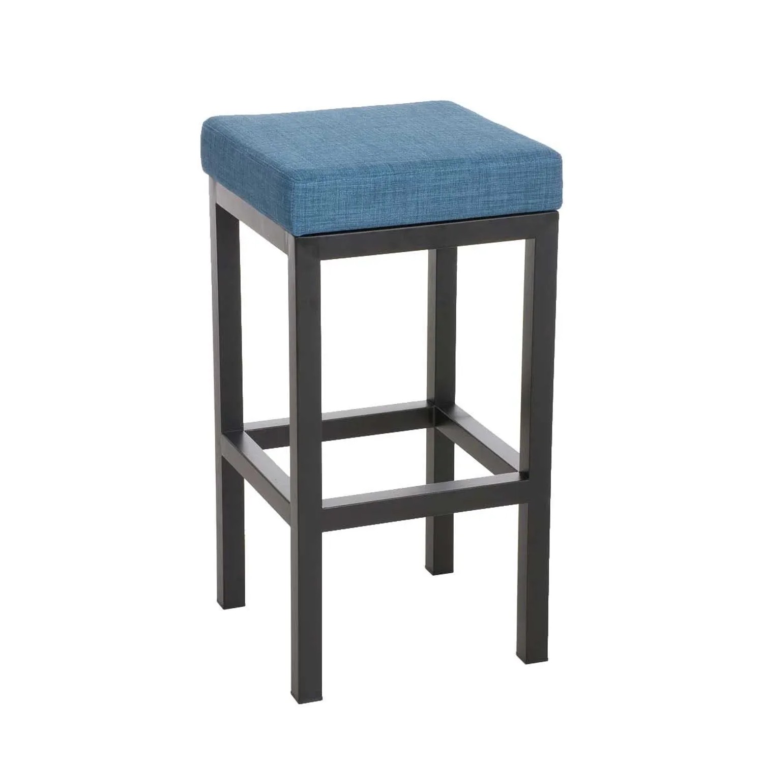DELUKE Barhocker KIEL Blau Stoff Stahl 80cm Höhe Barstuhl Ohne Lehne Tresenhocker Tresenstuhl
