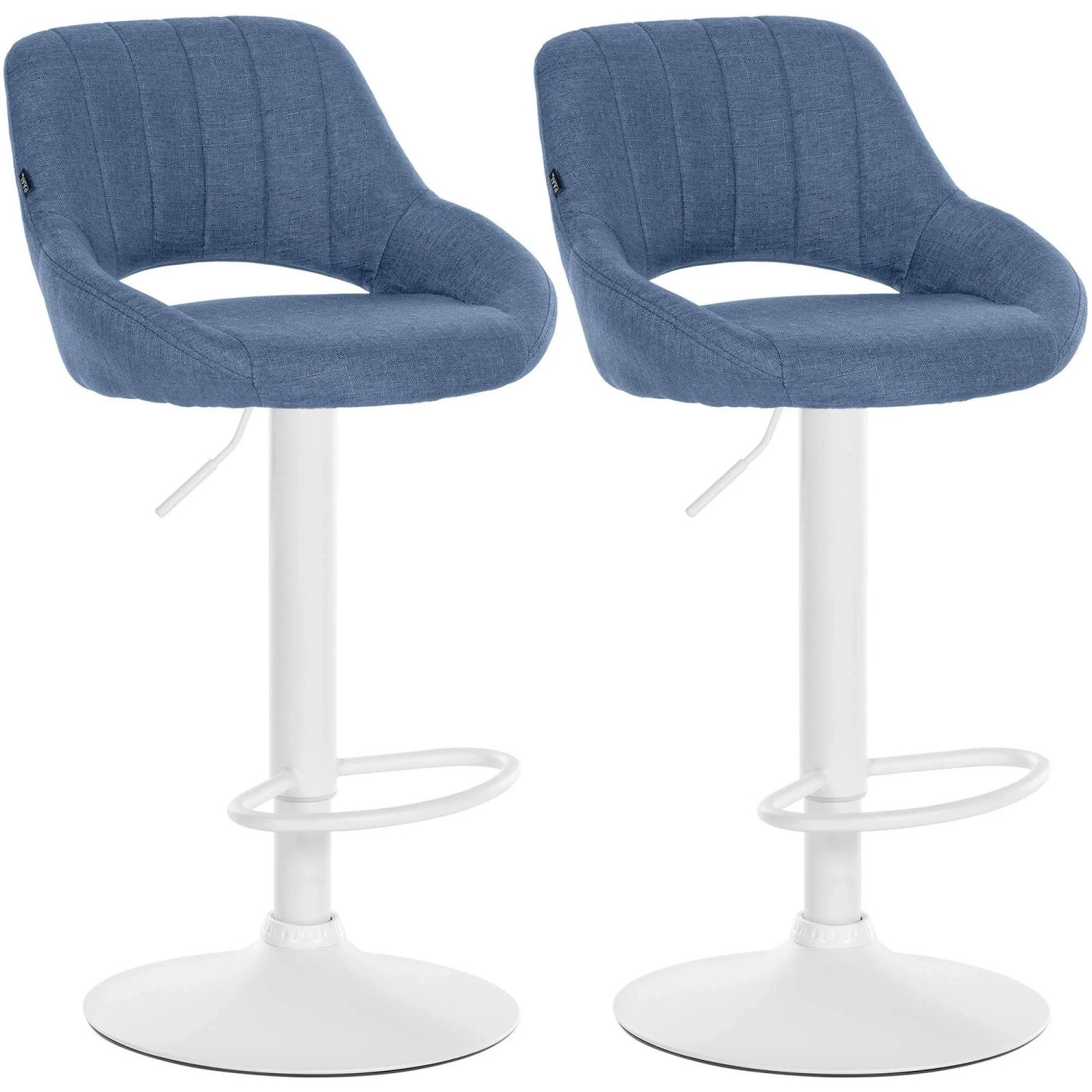 DELUKE 2er Set Barhocker SEGAD Stoff Blau 47x48x85cm Weiß Barstuhl Mit Lehne Tresenhocker Tresenstuhl