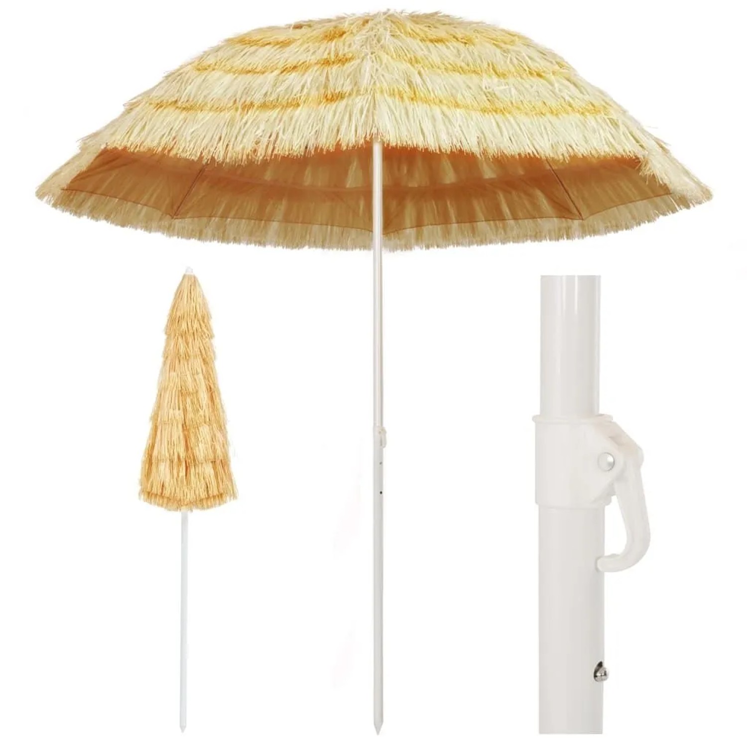 Furnicato Strandschirm Natur 240 Cm Hawaii-stil