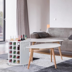 Relaxdays Weinregal MDF Kunststoff Weiß Rollbar 56 cm x 54 cm 13 kg