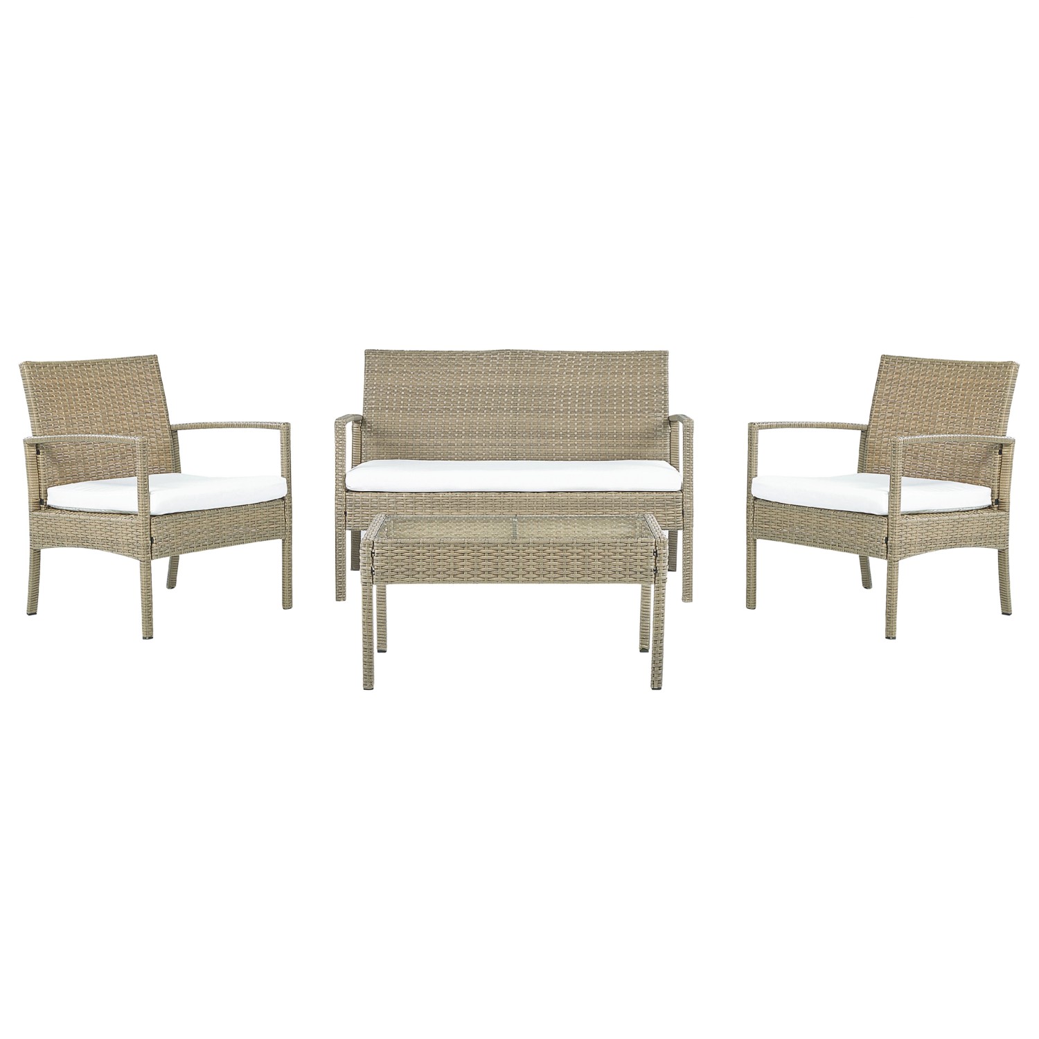 Beliani Sitzgruppe MARSALA Naturfarben Beige Weiss 57x112x77