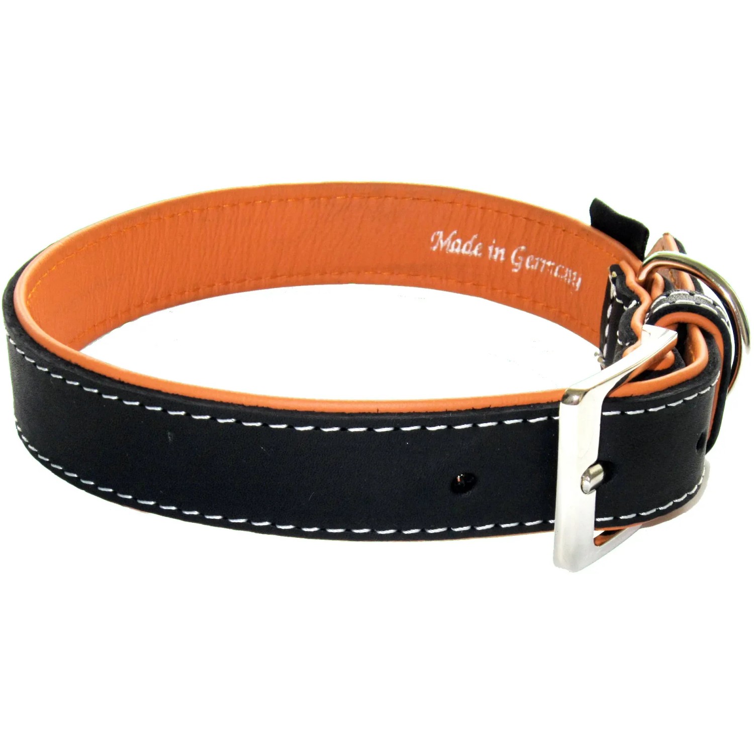 Schwarzes Heim Hundehalsband Florenz aus Leder, 25 mm breit und 65 cm lang.