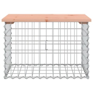 DELUKE Gartenbank Gabionen BIKS Aus Stahl 63x44x42cm Massivholz Douglasie Gabionenbank Gabionengitter Ziergabione