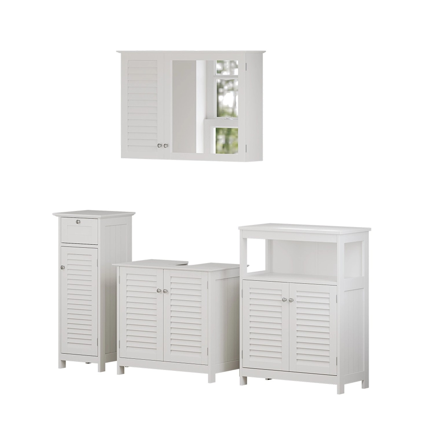 Vicco Badmöbel-Set Riad Weiß 4 Teile Option 4 günstig online kaufen