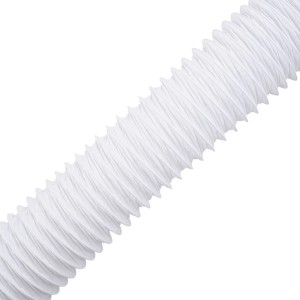 Weißer PVC Abluftschlauch, 10 cm Durchmesser, 6 m lang. Flexibler Schlauch für Lüftungssysteme.