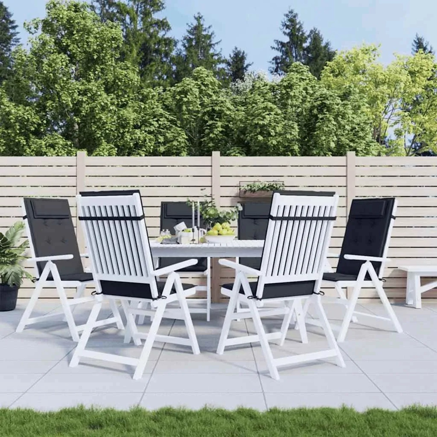 6er Set vidaXL Hochlehner-Auflagen in Schwarz für Gartenstühle mit Oxford-Gewebe.