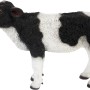 Stehendes Deko-Kalb, 37 cm, schwarz-weiß, aus Polyresin für die Gartendekoration.