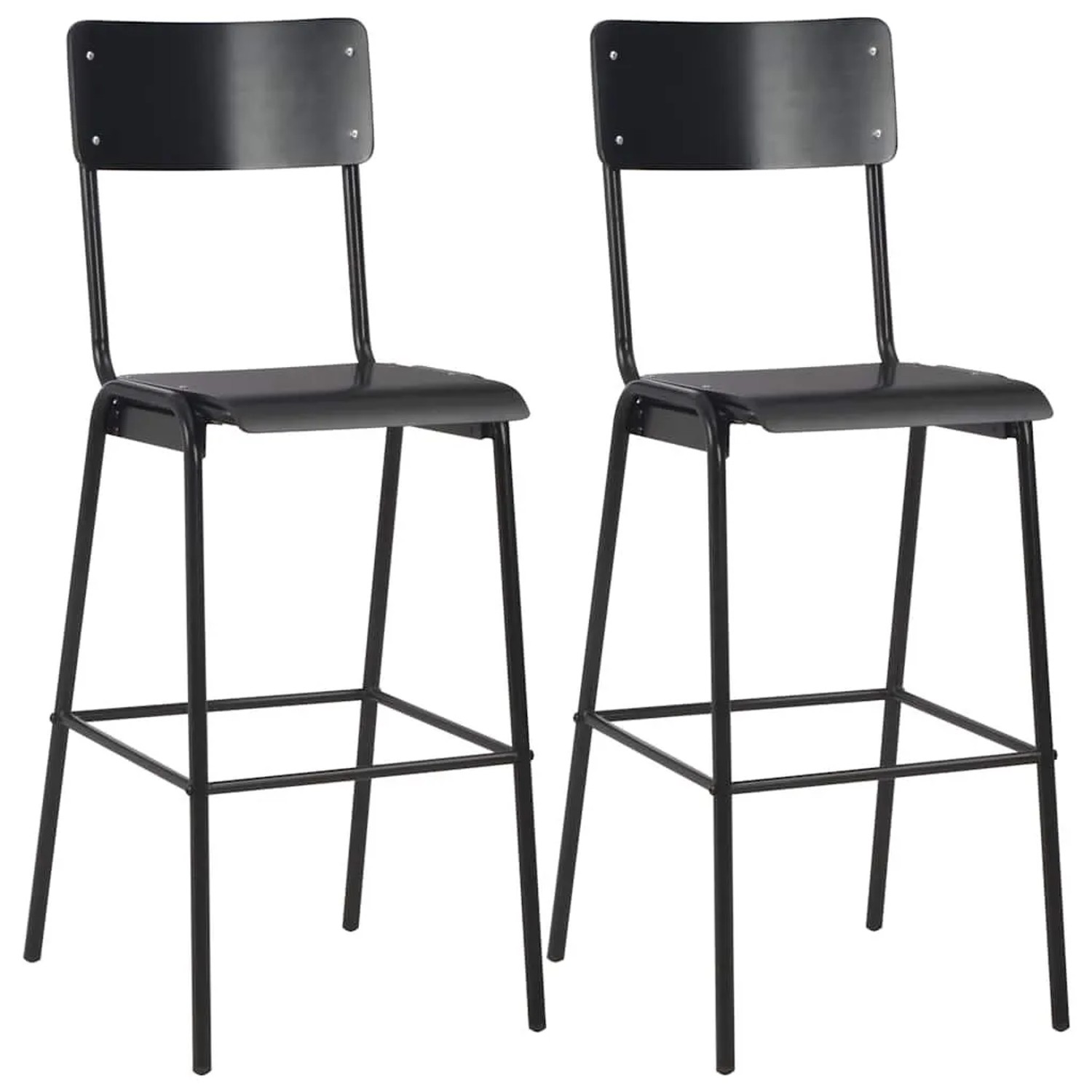 vidaXL Barhocker 2 Stk Schwarz Massives Sperrholz Stahl 280081