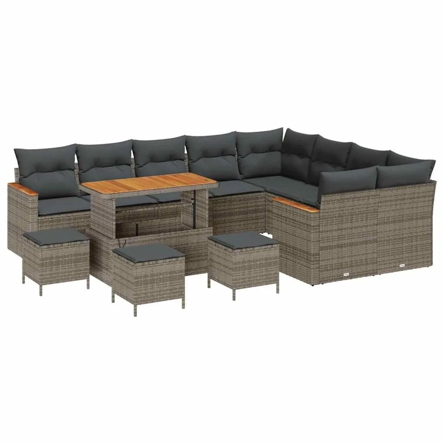 vidaXL Gartensofa-set mit Kissen mit Speicher 13-Tlg Grau Poly-Rattan 33650 günstig online kaufen