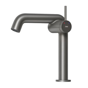 Moderner, matter Anthrazit Emke Wasserhahn für das Bad. Elegante Waschtischarmatur.