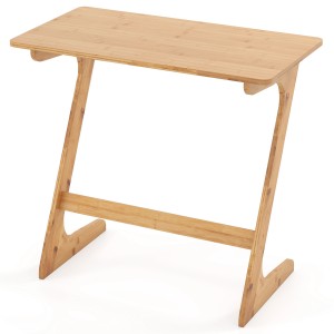 Costway Beistelltisch Z-förmiger Sofatisch Aus Für Laptop Bambus Natur