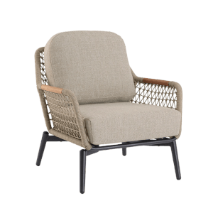 Bizzotto Sessel Eulero anthrazit mit Kissen, ideal für entspannte Stunden im Garten.