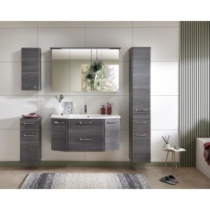 Pelipal Badmöbel-Set Quickset 328 Graphit, 5-teilig mit Hochschrank, Spiegelschrank und Waschtisch.