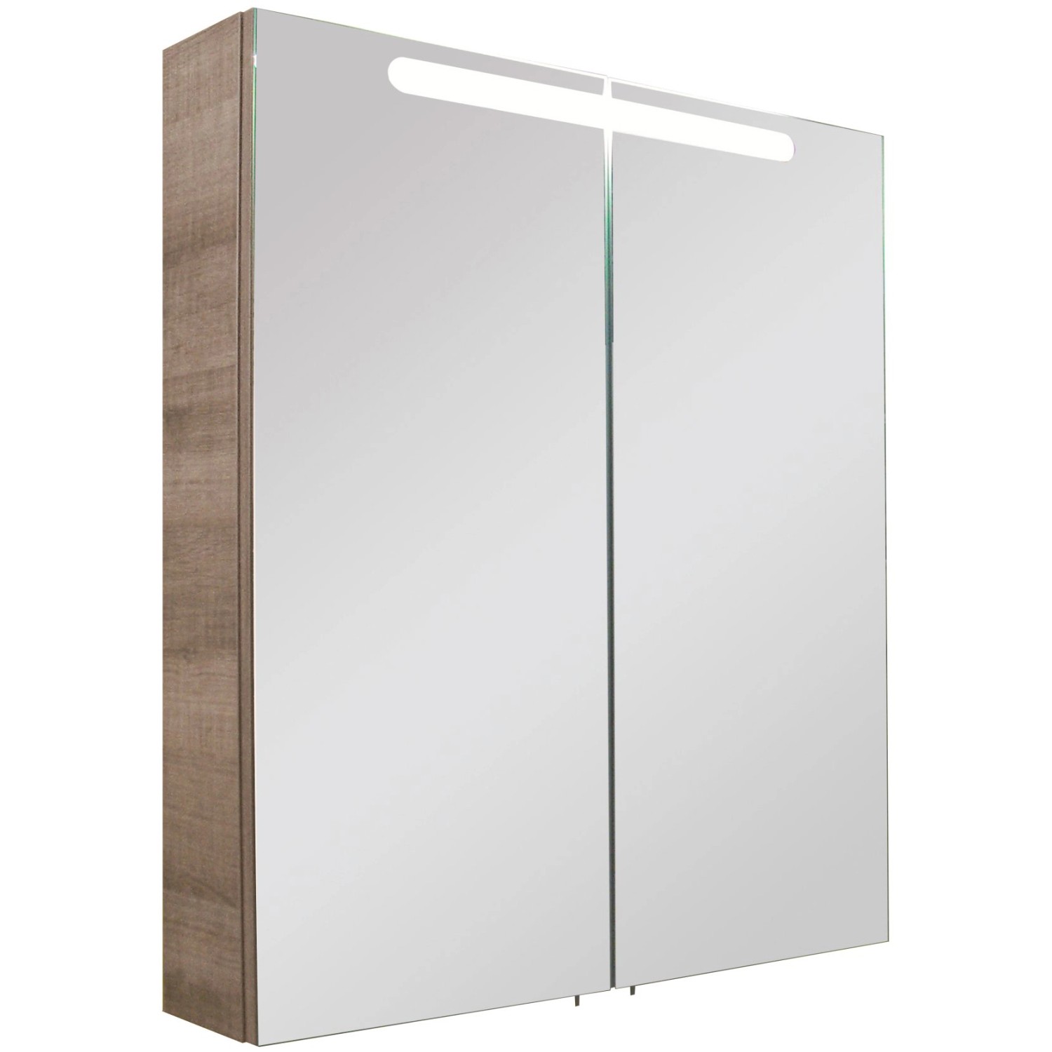 Fackelmann Spiegelschrank A-Vero Graueiche 70 cm mit Softclose Türen