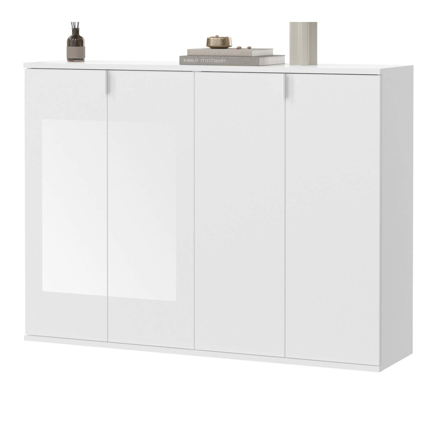 Inn.Furn Kommode Weiß Hochglanz 122 cm mit 12 Fächern SystemX günstig online kaufen