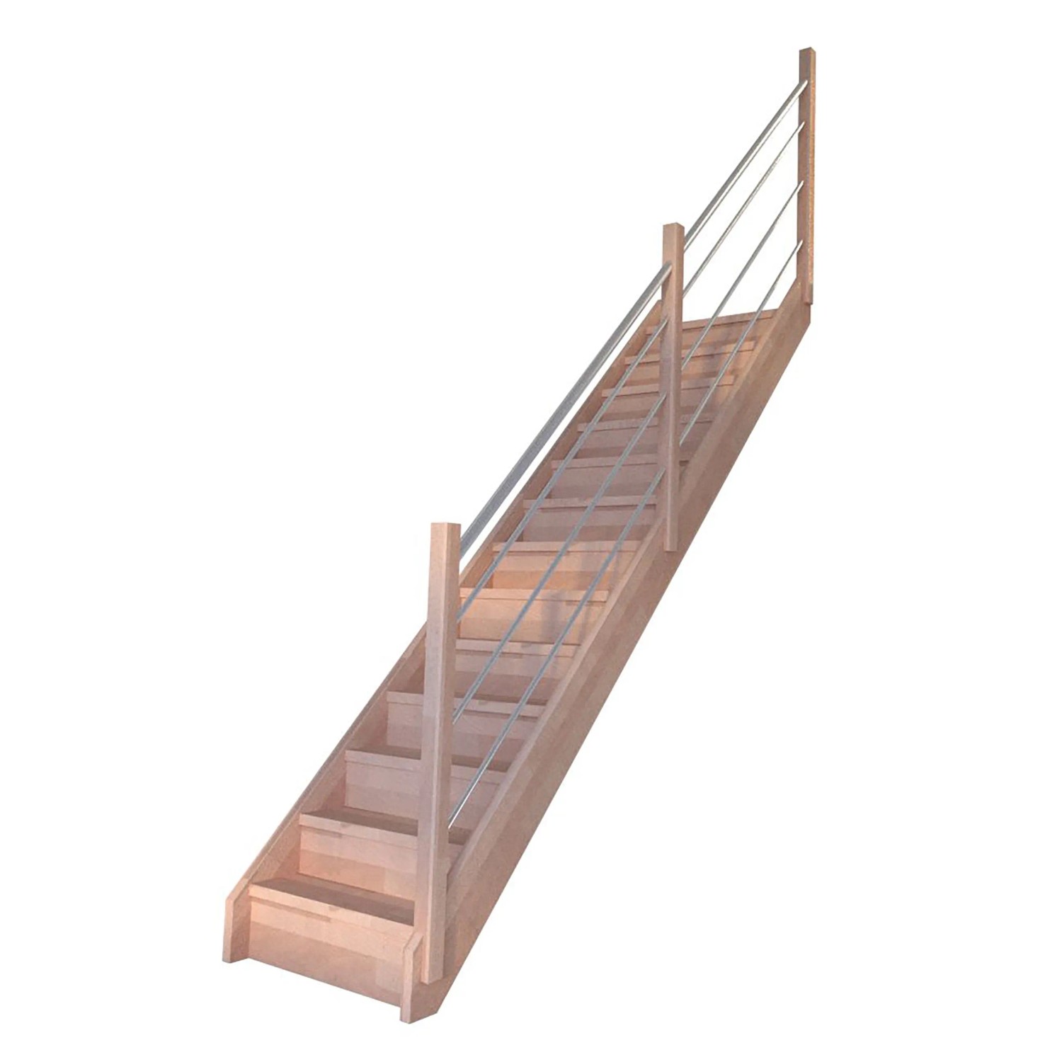 Treppe Mykonos Buche Gerade Setzstufen Holz-Edelstahl-Geländer Rechts FSC® günstig online kaufen