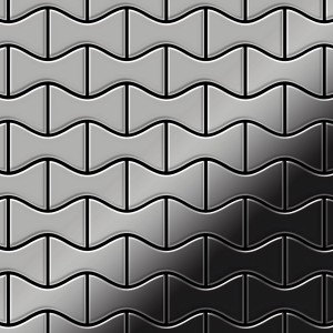 Hochglanz Mosaikfliese Marine Grau aus Edelstahl, geeignet für Innen- und Außenbereiche.