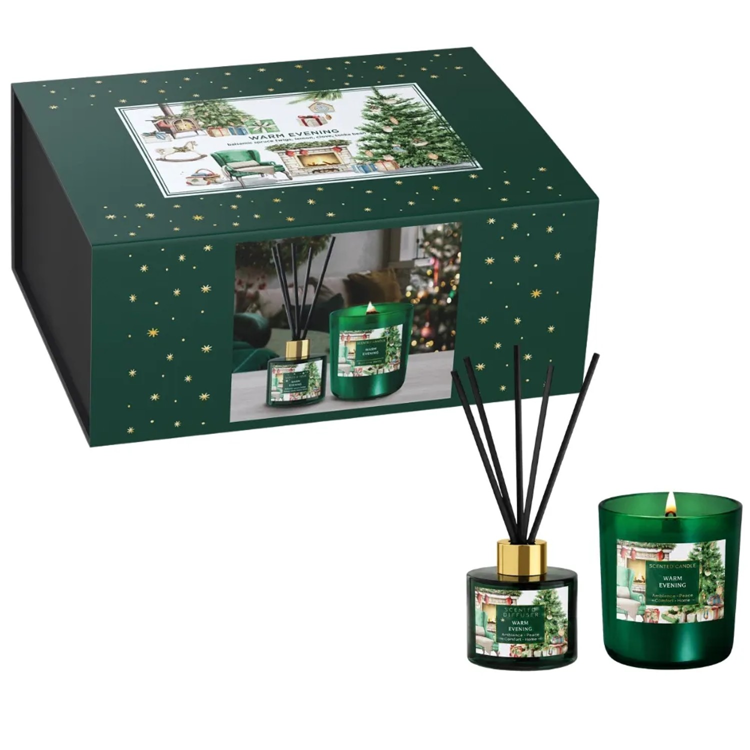 Dekohelden24 Hochwertiges Geschenk aus Duftkerze und Diffuser Weihnachtsgeschenkset Geschenkset für Mitarbeiter L/B/H 23 x 17 x 10 cm