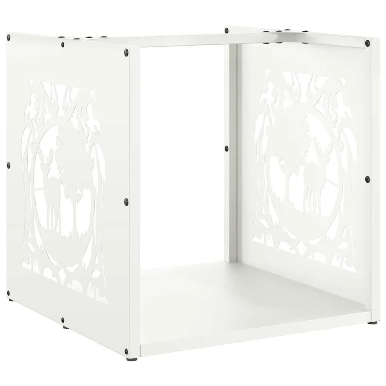vidaXL Brennholzregal Weiß 40x40x40 cm Kaltgewalzter Stahl 864250