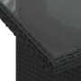 Detailaufnahme: Schwarze vidaXL Garten-Sofagarnitur aus Rattan mit Glasplatte.