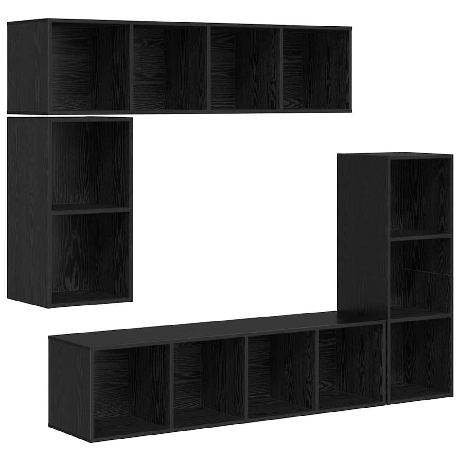 vidaXL TV-Schrank-Set 4-Tlg Schwarz Eichen-Optik Holzwerkstoff 3393223 günstig online kaufen