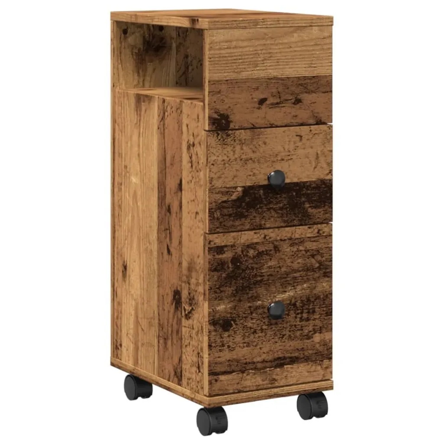 vidaXL Badschrank Schmal mit Rollen Altholz-Optik Holzwerkstoff 855239 günstig online kaufen