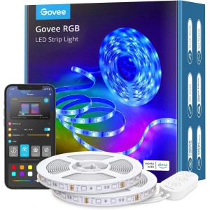 Govee RGB LED-Leuchtstreifen 5m mit App-Steuerung, dimmbar und farbwechselnd.