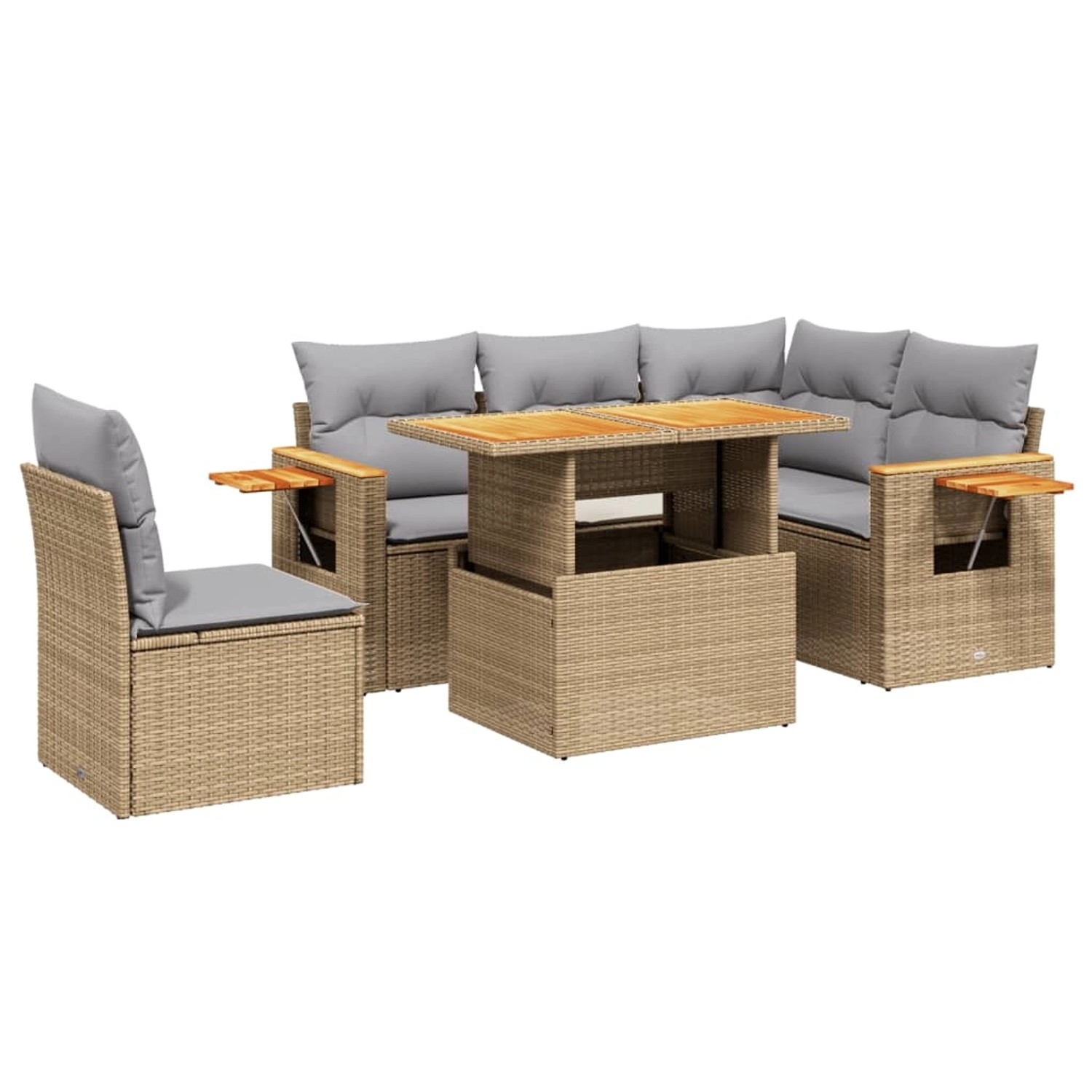 vidaXL 6-tlg Garten-Sofagarnitur mit Kissen Beige Poly Rattan Modell 395 günstig online kaufen