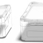 Graue Eurobox-System Box Vollwand, 30x20x22 cm, für modulare Aufbewahrung.