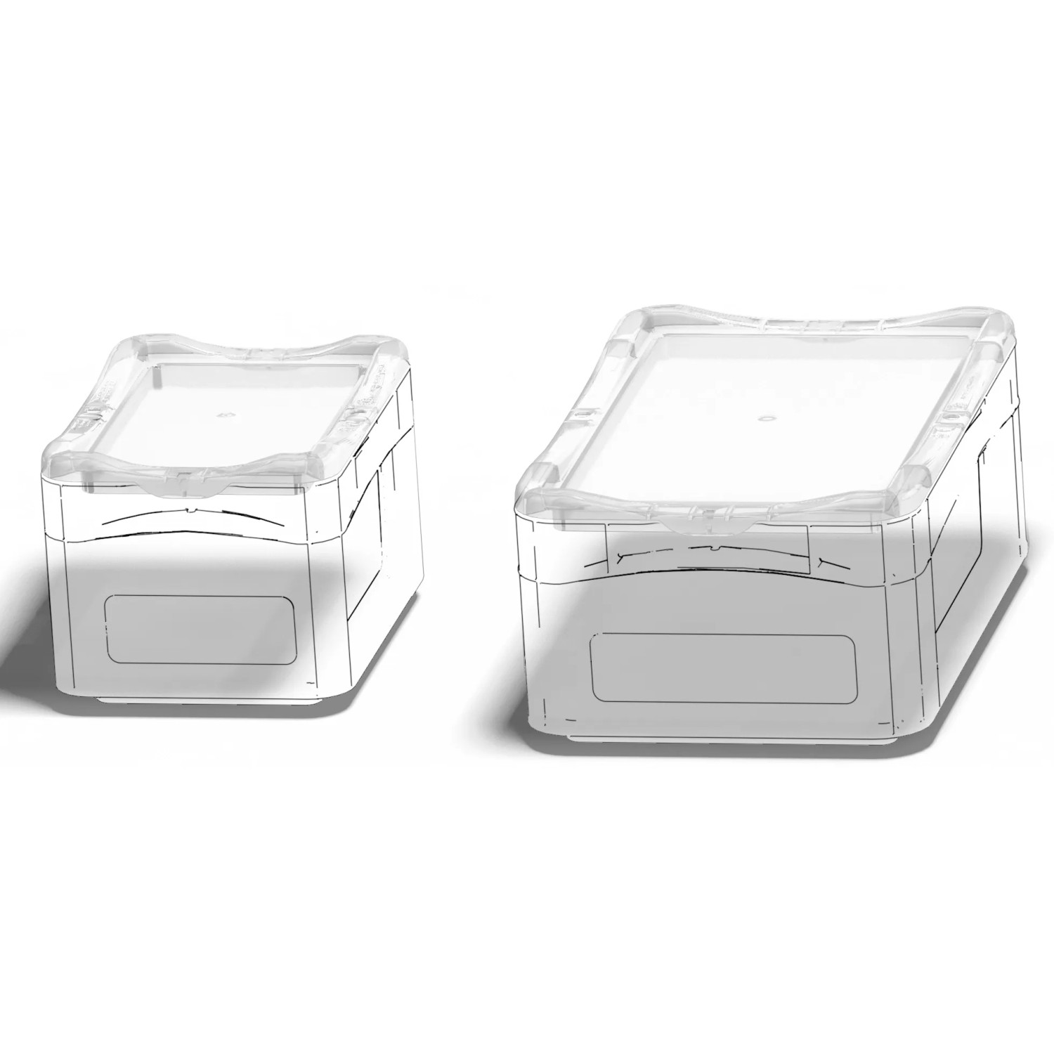 Graue Eurobox-System Box Vollwand, 30x20x22 cm, für modulare Aufbewahrung.