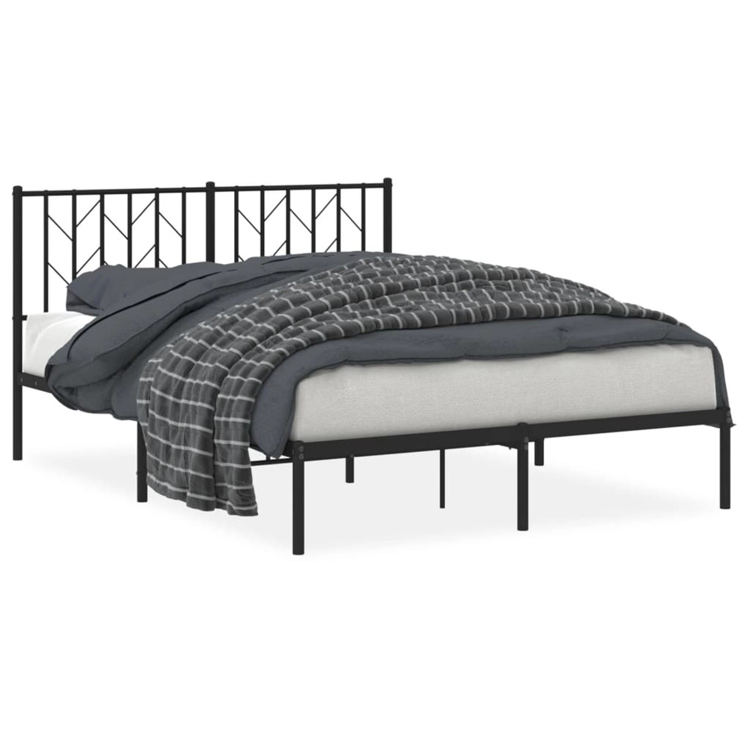 vidaXL Bettgestell Bettgestell mit Kopfteil Metall Schwarz 140x190 cm Bett günstig online kaufen