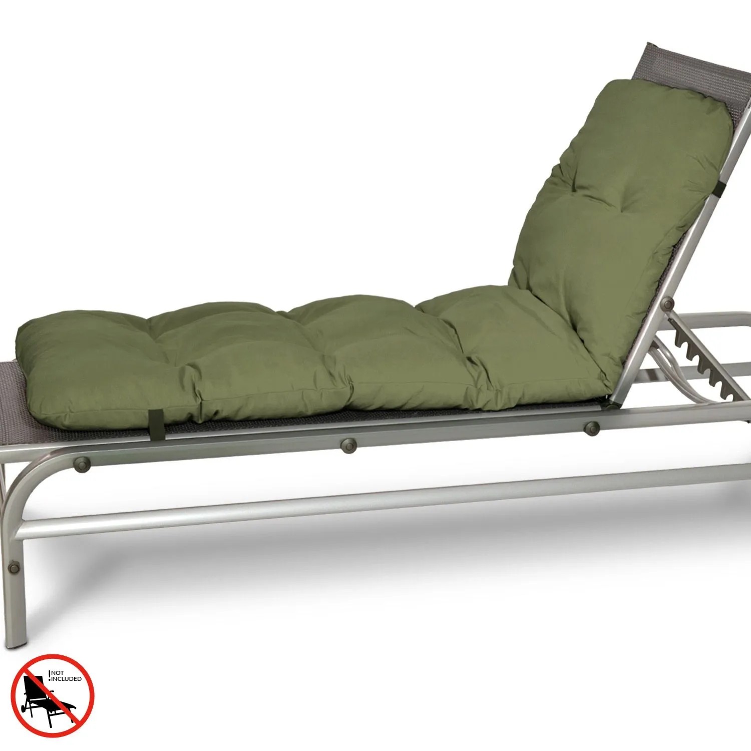 Olivegrüne gepolsterte Sonnenliege Auflage 190x60x8 cm mit Heftungen. Ideal für Gartenliege. Liege exklusive.