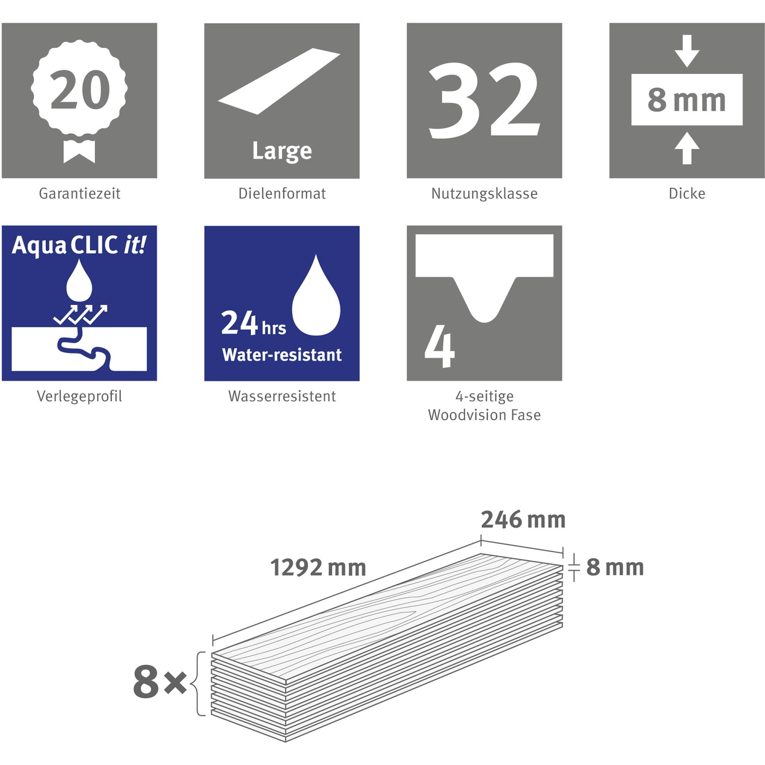 Egger Laminat AquaClick it Eiche Victoria Natur, 8mm stark, wasserfest, Klicklaminat