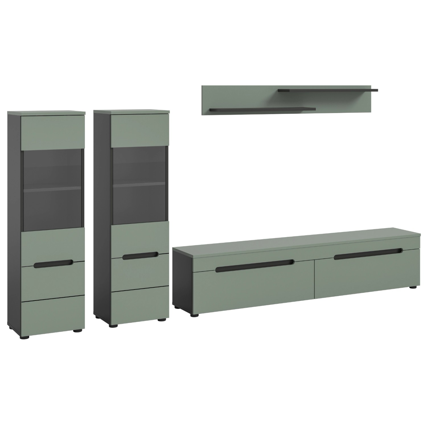 Inn.Furn Wohnwand in Salbei und Grau 272 cm Cooper