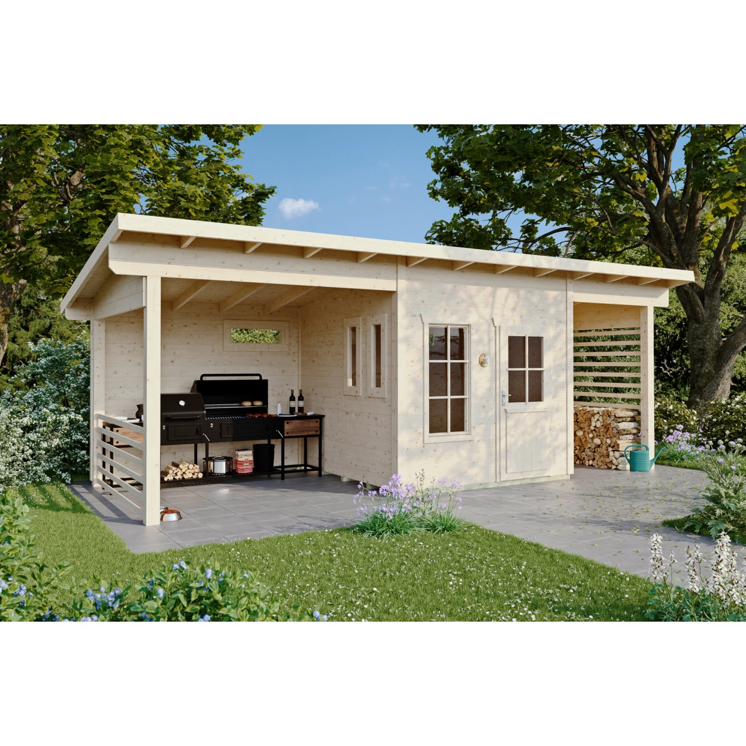 Skan Holz Gartenhaus Namur 690 cm x 250 cm Natur Unbehandelt günstig online kaufen