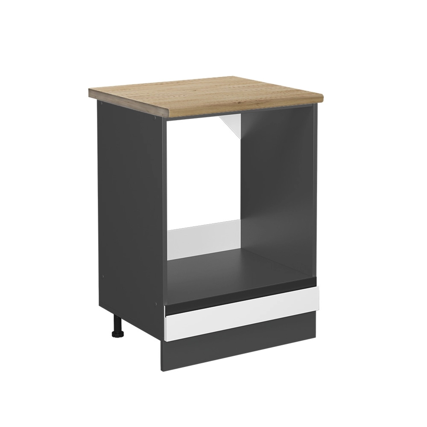 Vicco Herdumbauschrank R-Line Herdschrank Weiß/Anthrazit 60 cm AP Eiche
