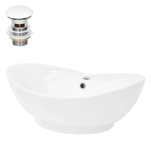 ML-Design Handwaschbecken, Keramik weiß glänzend, 59cm, mit Ablaufgarnitur.