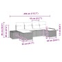vidaXL Garten-Sofa-Set 6-tlg, schwarz, Poly Rattan, mit Maßangaben.