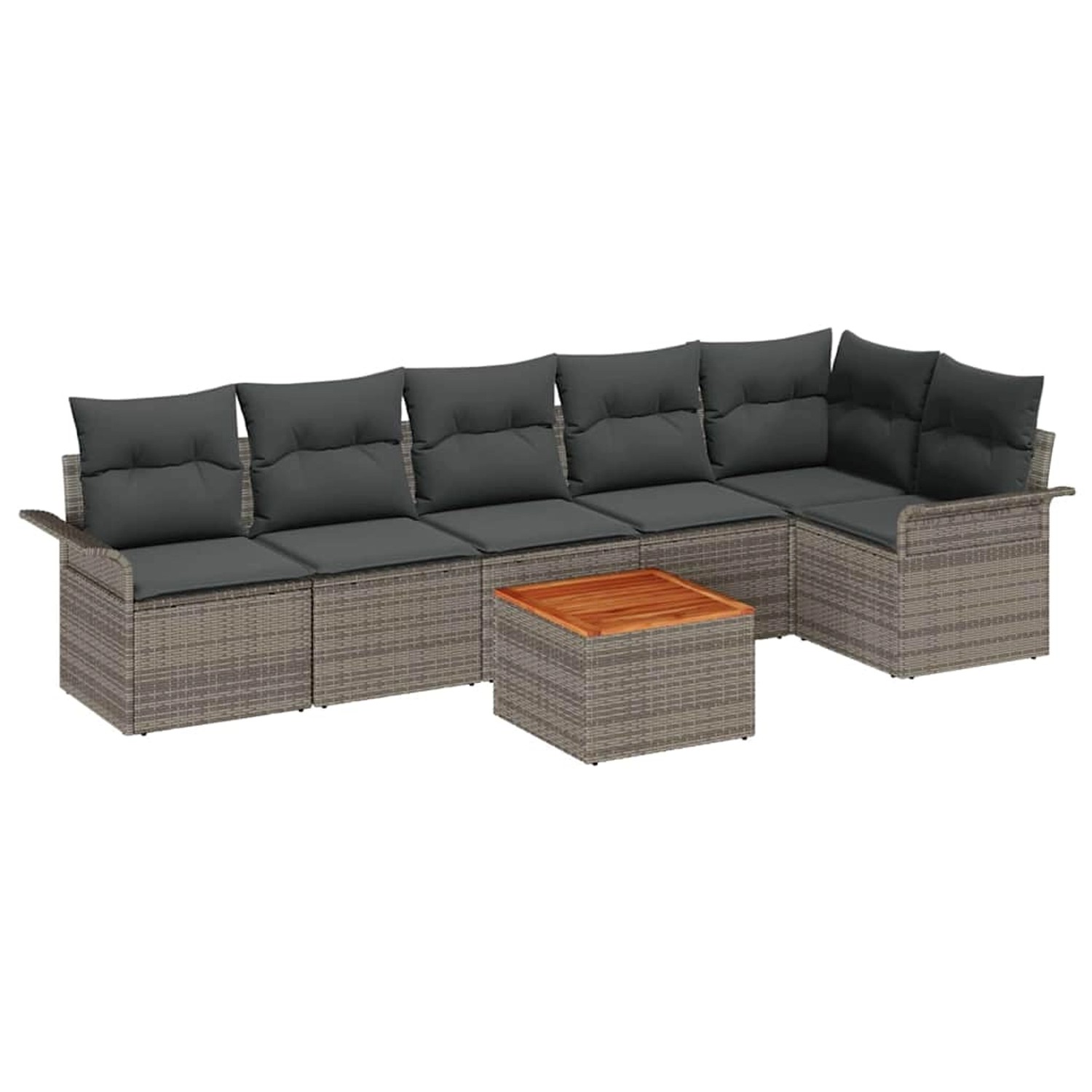 vidaXL 7-Teiliges Garten-Sofa-Set mit Kissen in Grau Poly Rattan Akazie 334 günstig online kaufen