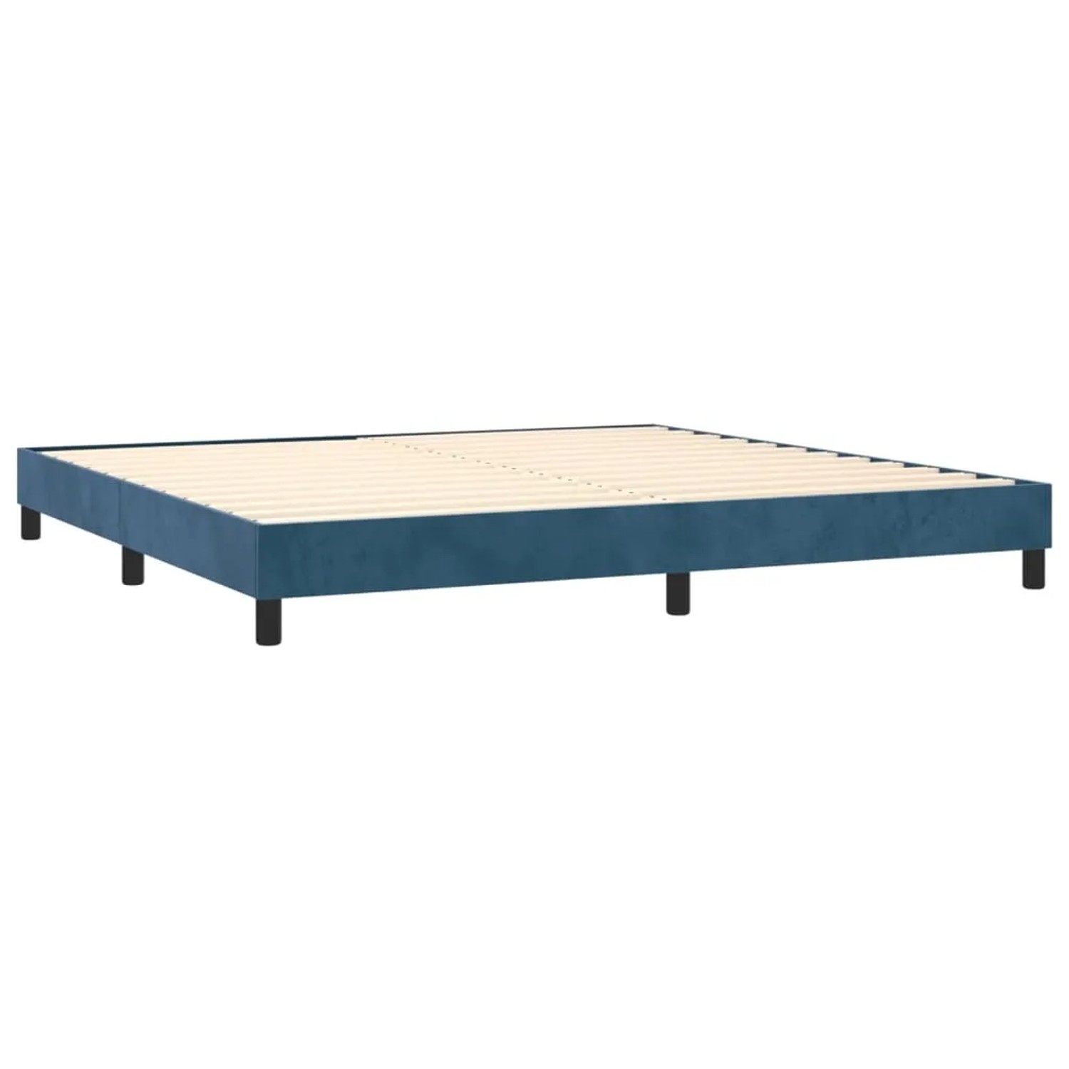 Boxspringbett vidaXL, dunkelblaues Samt-Bettgestell 200x200 cm mit Lattenrost, ohne Matratze.