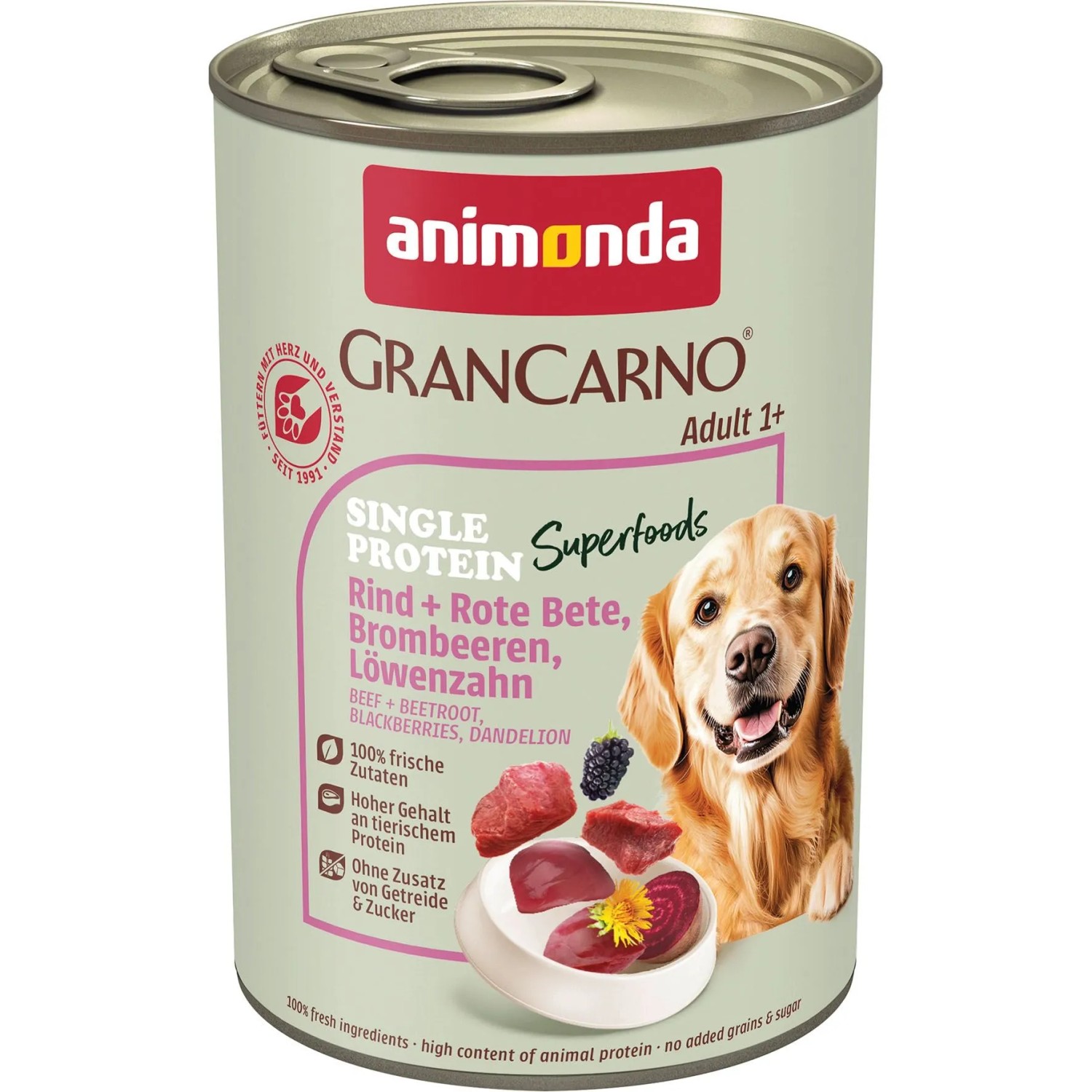 Animonda Gran Carno Superfoods mit Rind Rote Beete Brombeeren u. Löwenzahn 400 g