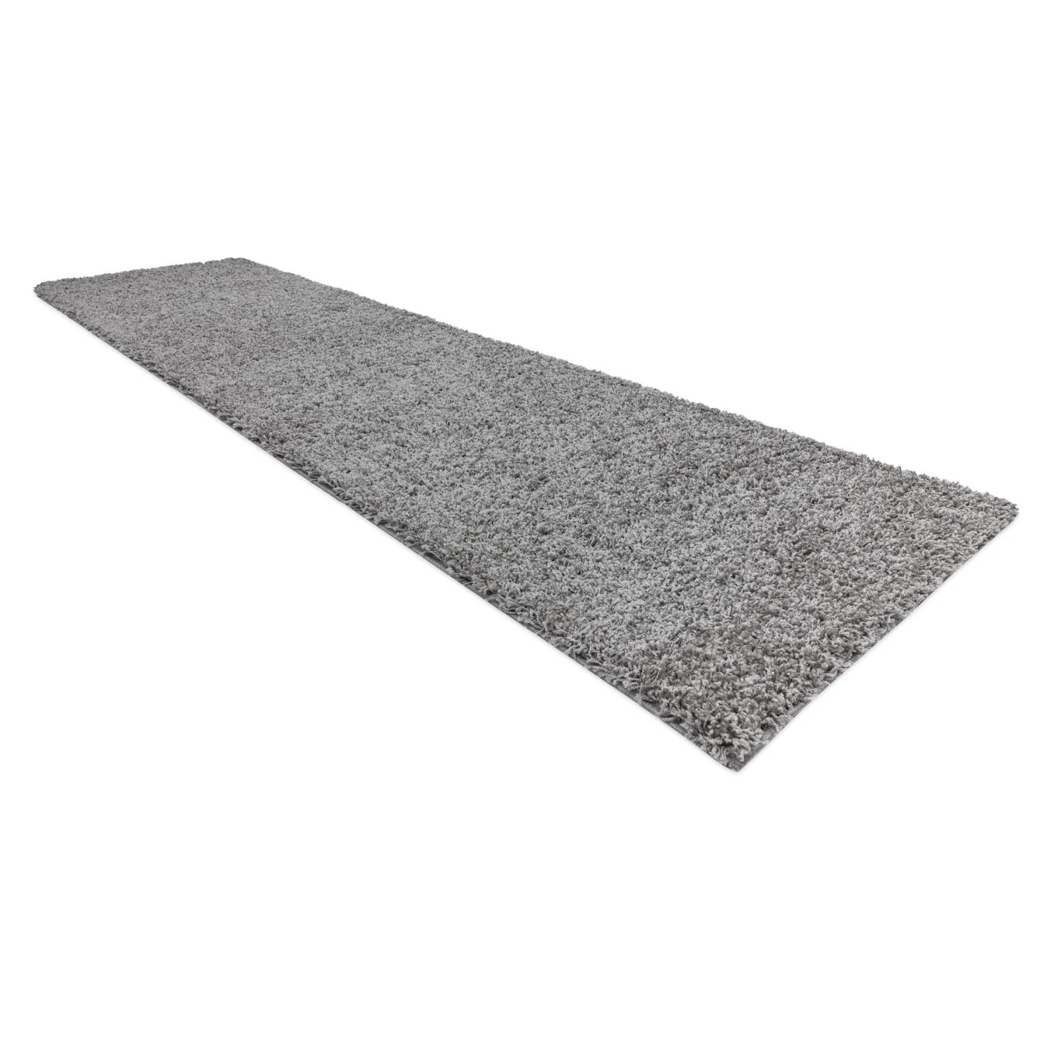 Grauer RugsX Teppich Soffi, Langflor, 60x300 cm. Flauschiger Teppich für Wohnzimmer und Schlafzimmer.